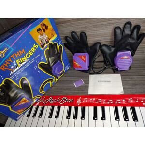 Ultra Rare 1988 Rhythm Fingers Vintage 1980 Kids Toy Piano Gloves 80s Toys